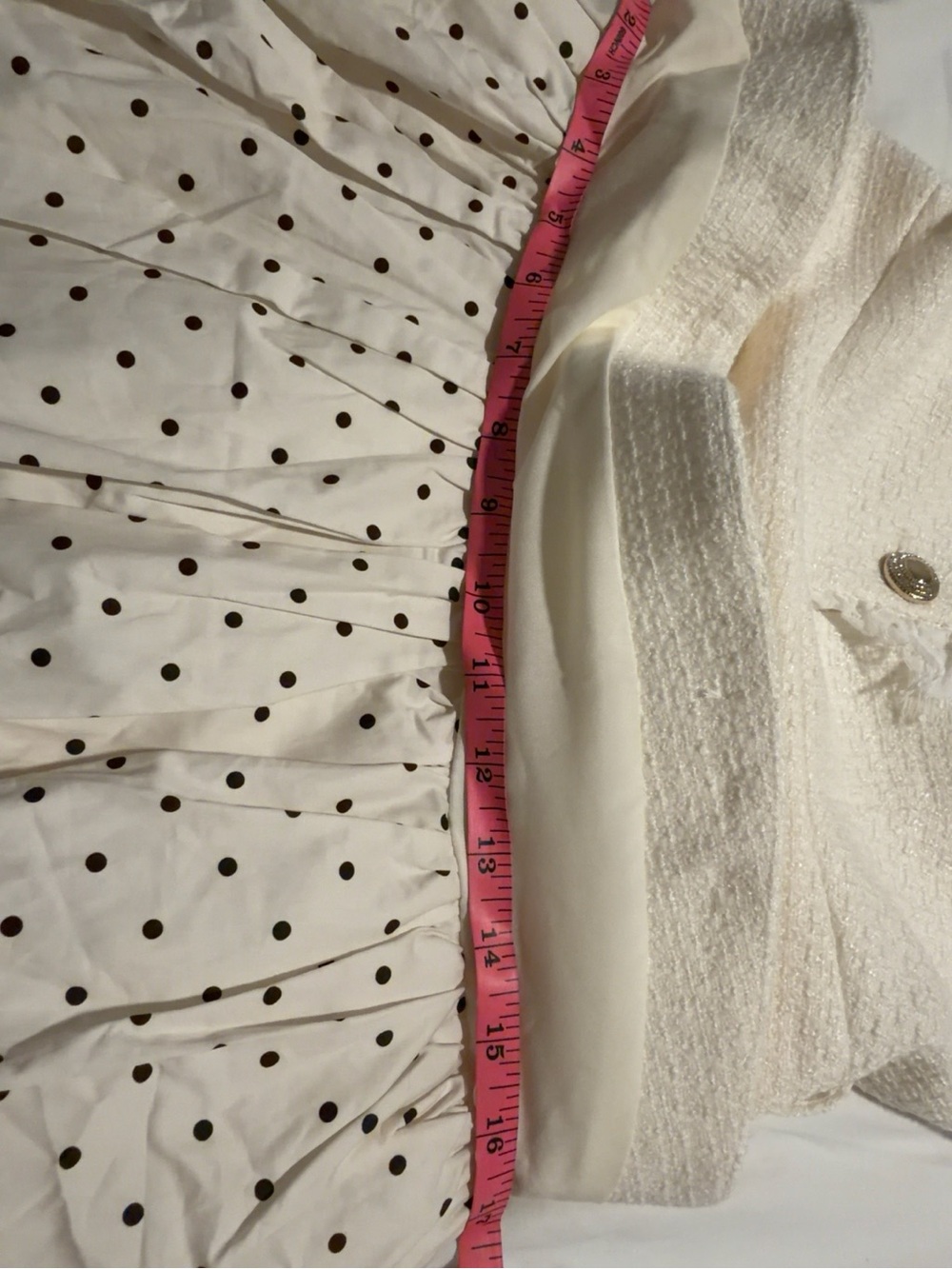 Self-Portrait Cream Bouclé Polka Dot Midi Dress UK 8 US 4 NWOT - Picture 10 of 10
